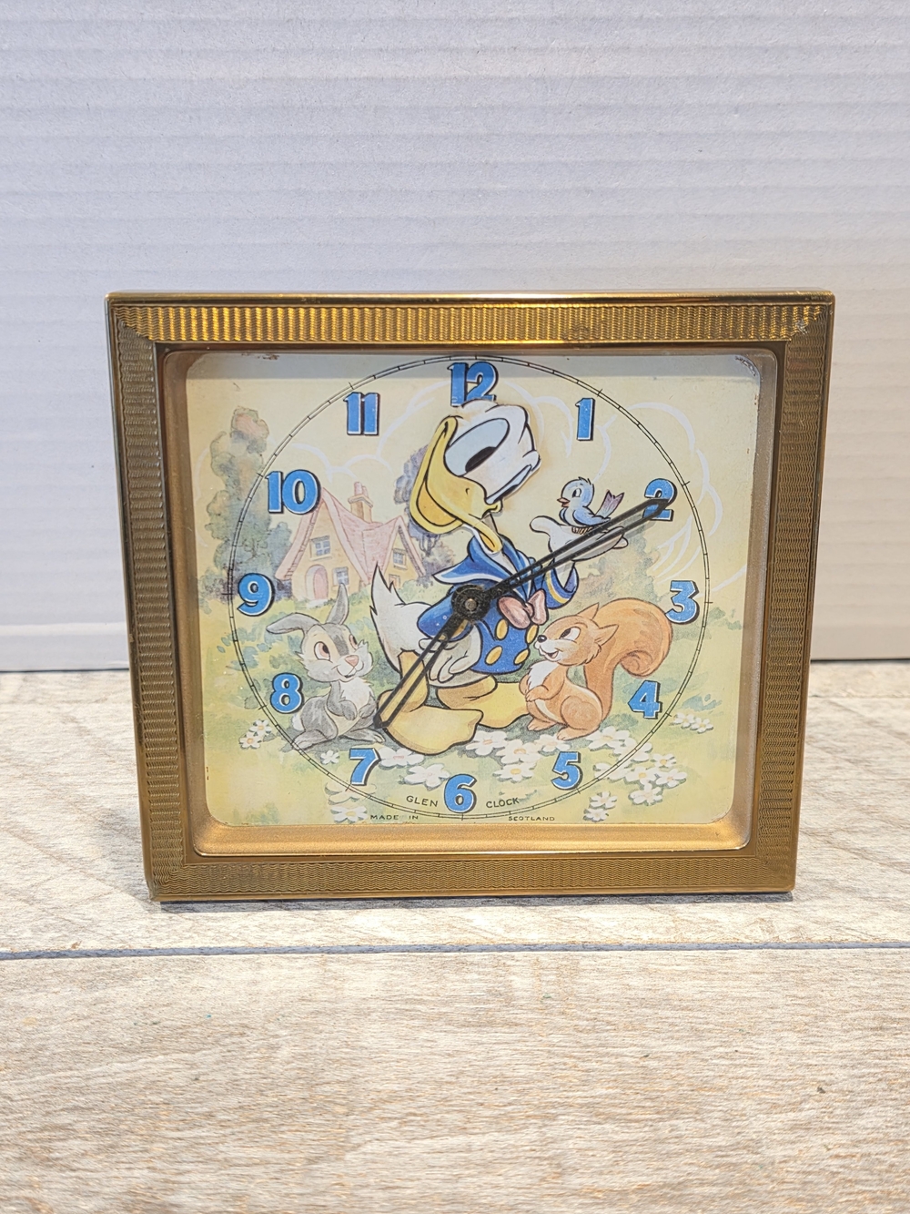 Rare 1950's Glen Clock Scotland Animated Donald Duck Working Clock